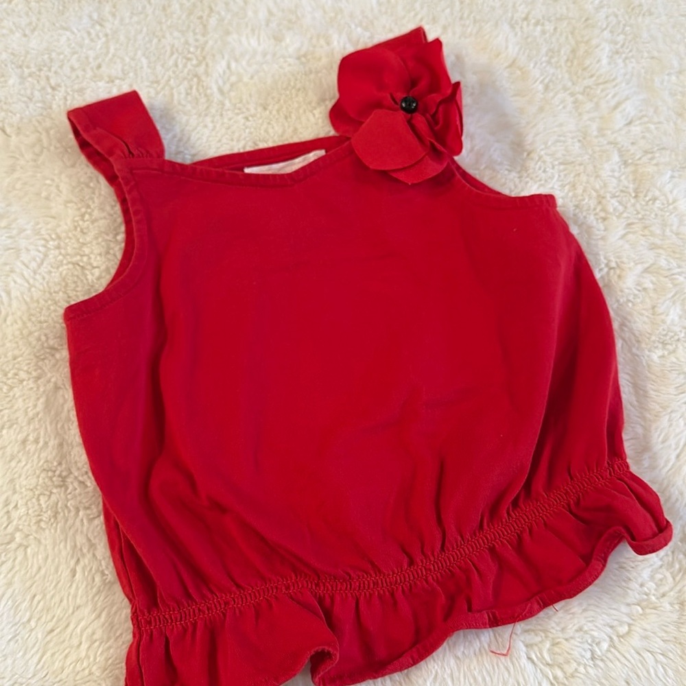 Janie and Jack size 2t red flower tank